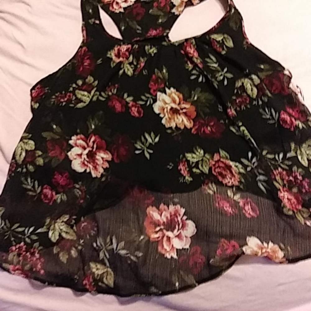 Sheer floral tank top